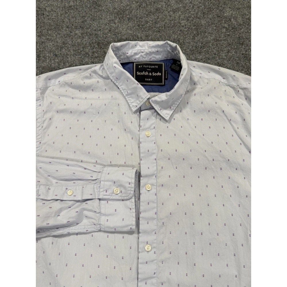 Scotch & Soda Shirt Mens Large Light Blue Micro Print Long‎ Sleeve Button Up